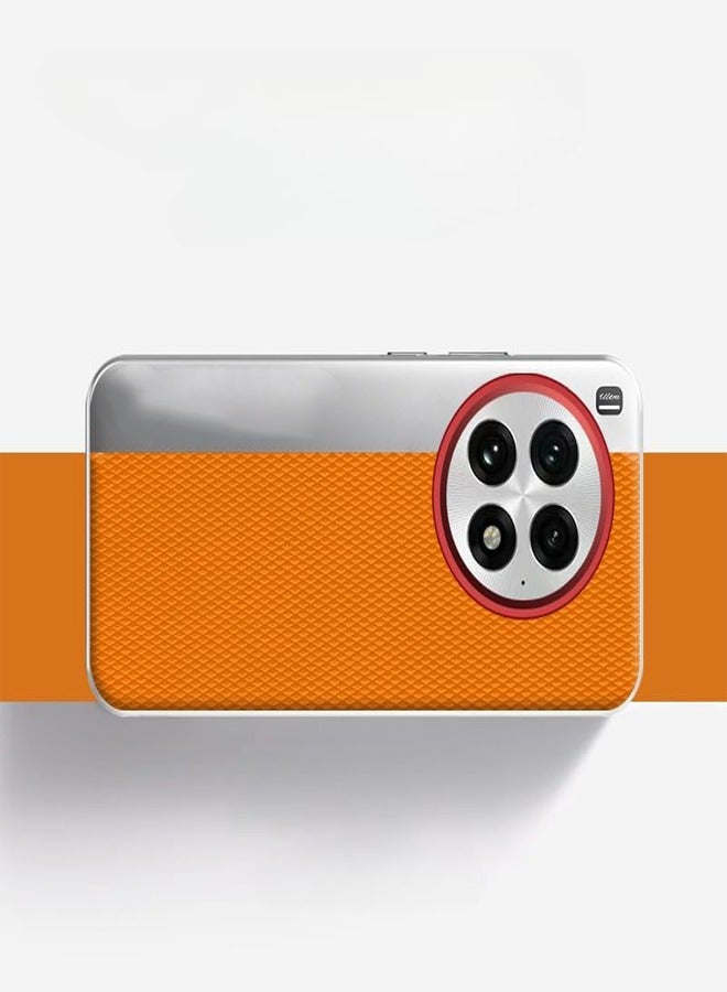 general Case Compatible with OnePlus 13 5G Camera Style Phone Case Electroplated Anti fingerprint Skin friendly Protective Cover for OnePlus13 Orange