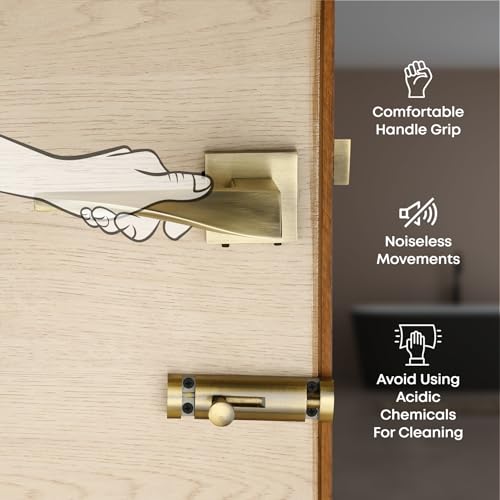 LAPO Heavy Duty Door Lock for Bathroom Door Without Key, Door Locks Balcony, Without Key Lock for Door, Toilet Door Lock for Home,Office,Hotel | Antique Finish | 3 Years Warranty Ro-183 - Image 3