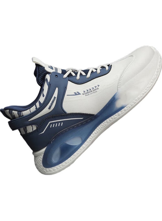 Pull Back Warrior Casual Shoes, Versatile Mid-High Top Shoes, Men'S Sneakers, 3386M, Beige/Blue, Size 39 - Image 3