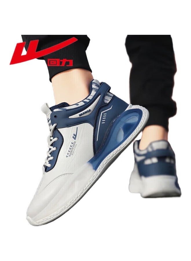 Pull Back Warrior Casual Shoes, Versatile Mid-High Top Shoes, Men'S Sneakers, 3386M, Beige/Blue, Size 39 - Image 2