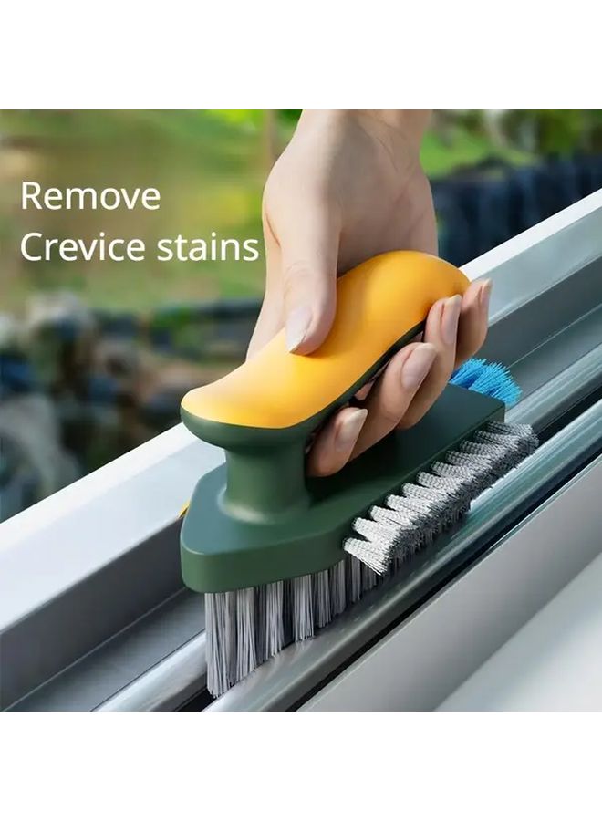 Green 2pcs Multifunctional Triangle Cleaning Brush No Dead Angles Bathroom Kitchen Outdoor Use Durable Plastic Multi Surface Scrubber - Image 1
