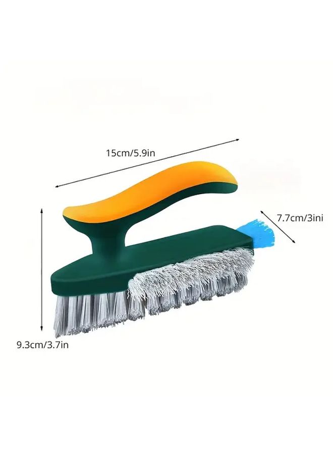 Green 2pcs Multifunctional Triangle Cleaning Brush No Dead Angles Bathroom Kitchen Outdoor Use Durable Plastic Multi Surface Scrubber - Image 2