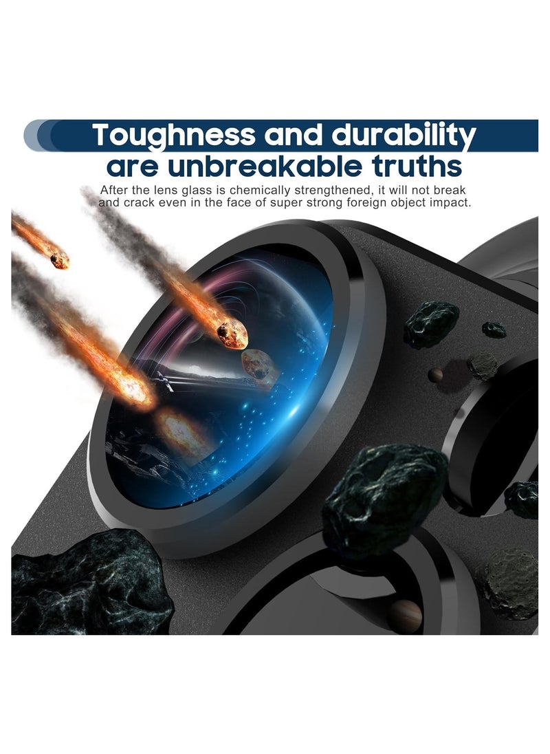 Raxoom Camera Lens Protector for iPhone 15 Pro 6.1-Inch and iPhone 15 Pro Max 6.7-Inch, Full Coverage 9H Tempered Glass Ring Cover, Matte Metal Plate, Case Friendly, 1-Pack (Black) - Image 2