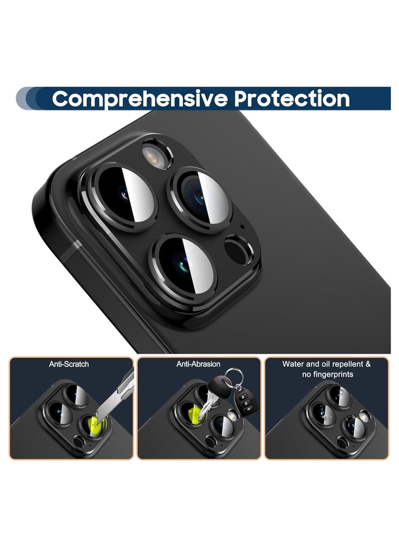 Raxoom Camera Lens Protector for iPhone 15 Pro 6.1-Inch and iPhone 15 Pro Max 6.7-Inch, Full Coverage 9H Tempered Glass Ring Cover, Matte Metal Plate, Case Friendly, 1-Pack (Black) - Image 4
