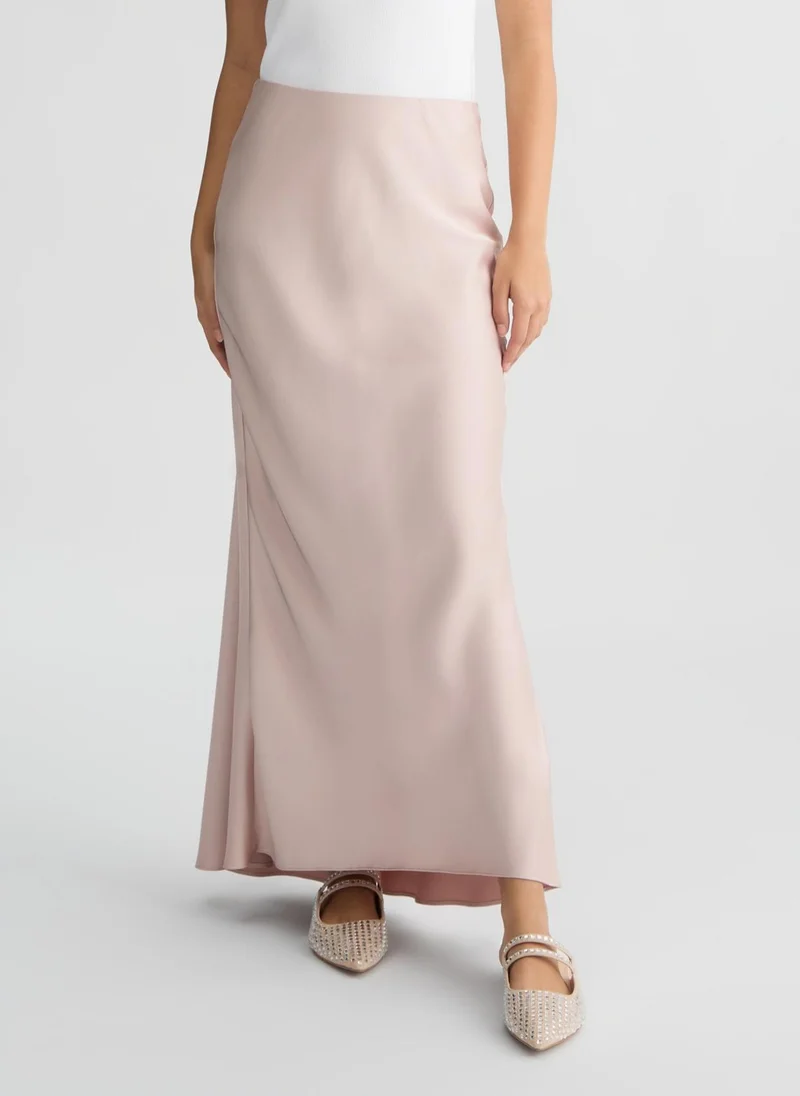 ليو جو Long pink satin skirt