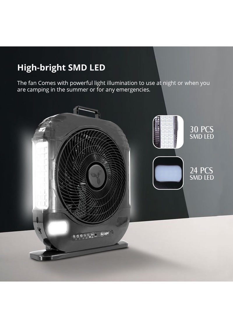 Mr. Light - Rechargeable Fan 20 Hours Working Time With Two Sides LED Lights USB Mobile Charger High Speed Remote Control 3 Modes of Speed - Image 1
