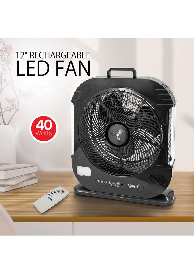 Mr. Light - Rechargeable Fan 20 Hours Working Time With Two Sides LED Lights USB Mobile Charger High Speed Remote Control 3 Modes of Speed - Image 1