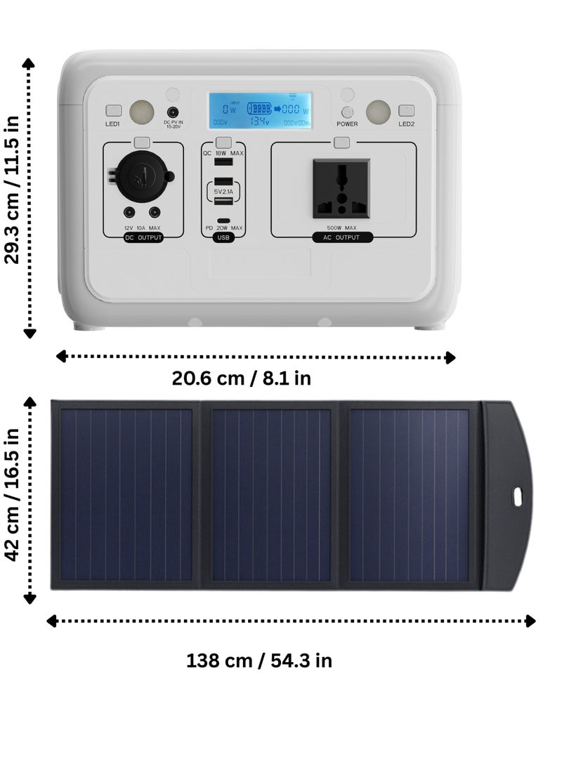 محطة طاقة شمسية محمولة 460.8 واط في الساعة مع لوحة شمسية 75 واط 18 فولت، عاكس موجة جيبية نقية وبطارية LiFePO4، شاحن شمسي مدمج، مولد احتياطي بتحكم رقمي ذكي للتخييم والسفر في الهواء الطلق وحالات الطوارئ المنزلية - Image 5