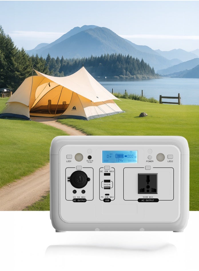 محطة طاقة شمسية محمولة 460.8 واط في الساعة مع لوحة شمسية 75 واط 18 فولت، عاكس موجة جيبية نقية وبطارية LiFePO4، شاحن شمسي مدمج، مولد احتياطي بتحكم رقمي ذكي للتخييم والسفر في الهواء الطلق وحالات الطوارئ المنزلية - Image 2