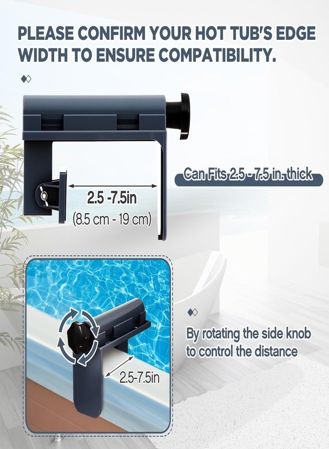 Geelin Hot Tub Table Tray, Adjustable Aboveground Bathtub Tray with 2 Cup Holder, Between 2'' to 7.5'' Nonslip Hot Tub Accessories Shelf Drinks Snacks Phone Holder for Spa Bathtub - Image 3