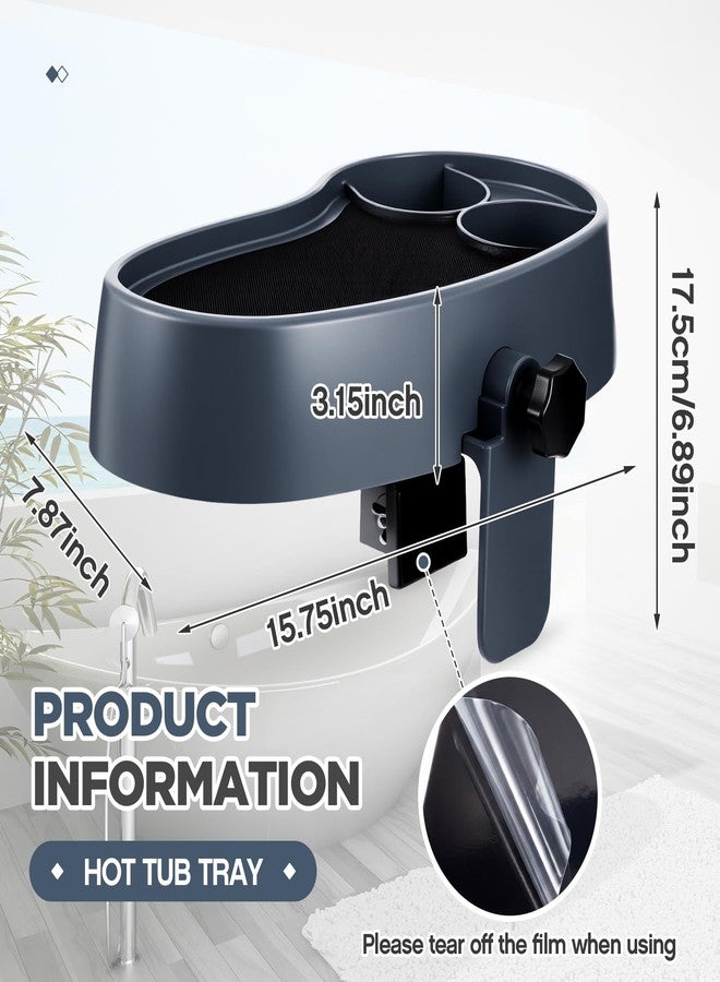 Geelin Hot Tub Table Tray, Adjustable Aboveground Bathtub Tray with 2 Cup Holder, Between 2'' to 7.5'' Nonslip Hot Tub Accessories Shelf Drinks Snacks Phone Holder for Spa Bathtub - Image 2
