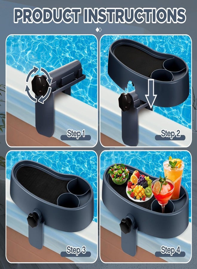 Geelin Hot Tub Table Tray, Adjustable Aboveground Bathtub Tray with 2 Cup Holder, Between 2'' to 7.5'' Nonslip Hot Tub Accessories Shelf Drinks Snacks Phone Holder for Spa Bathtub - Image 5