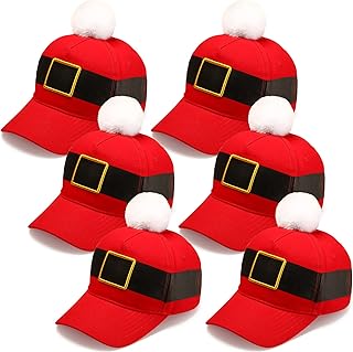 Kenning 6 Pcs Christmas Baseball Cap Adjustable Santa Hats Adult Christmas Caps for Men Women Teens Holiday Sports - Image 1