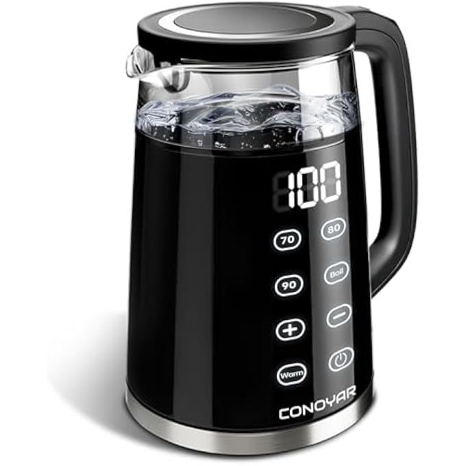 CONOYAR Electric Kettle 2200W Fast Water Boiler 17L Glass Kettle With 4 Temperature Control For Led Touch Screen Double Wall Anti Scald Boiler Up To 2H Keep Warm For Home Auto Shut Off - Image 1
