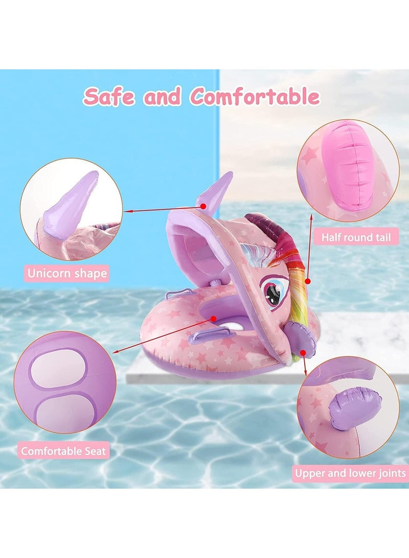 general Baby pool floats with handrails, inflatable baby swim floats with canopy, baby swimming rings, summer pool party toddler water fun - Image 2