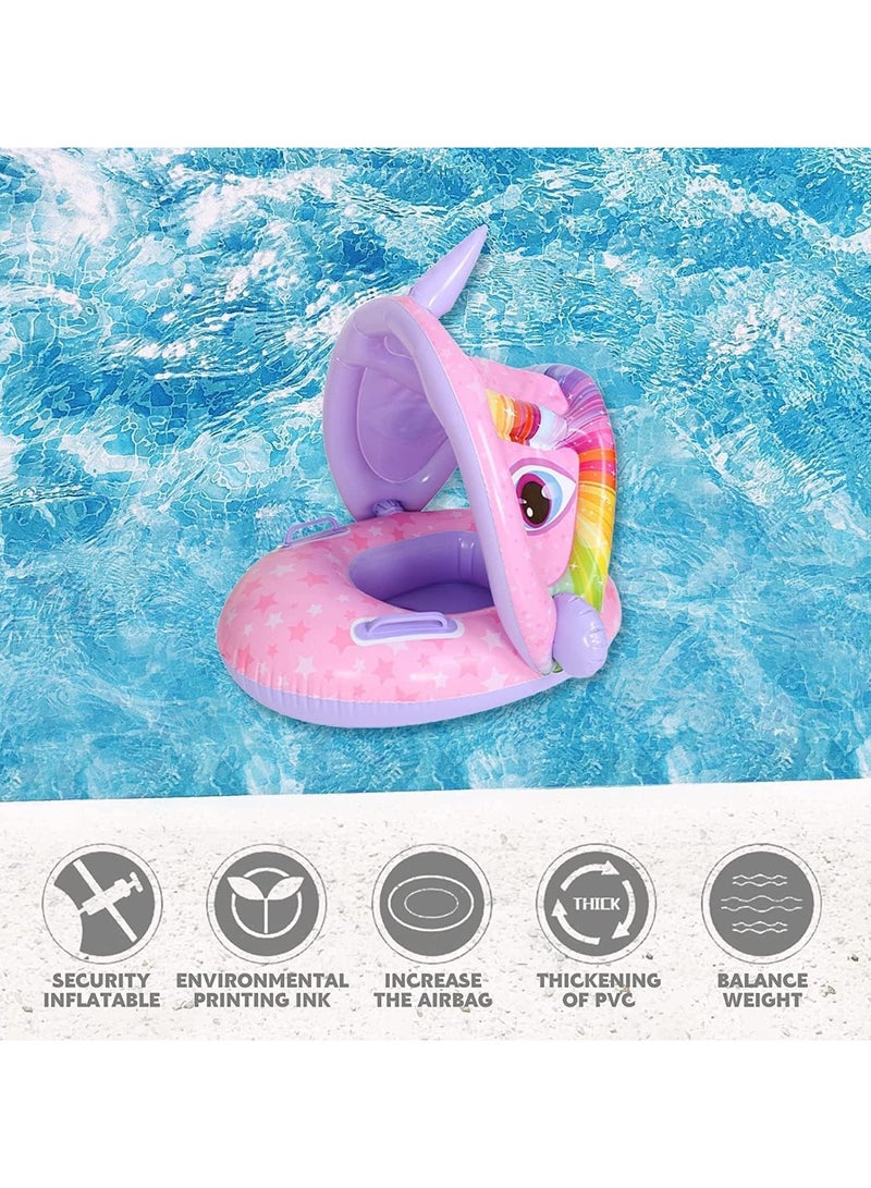 general Baby pool floats with handrails, inflatable baby swim floats with canopy, baby swimming rings, summer pool party toddler water fun - Image 4