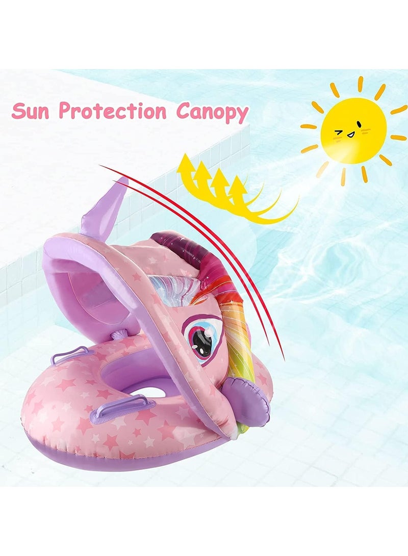 general Baby pool floats with handrails, inflatable baby swim floats with canopy, baby swimming rings, summer pool party toddler water fun - Image 3