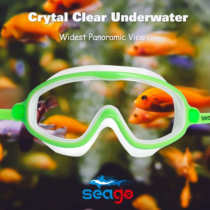 Seago Goggles for kids Swimming 2 Pack No Leaking Anti-Fog Outer Eye Fit with Wide View UV Protection Crystal Clear Watertight Swim Goggles with nose cover Suitable for Children Youth Boys Girls Age 3 to 14 - Image 2