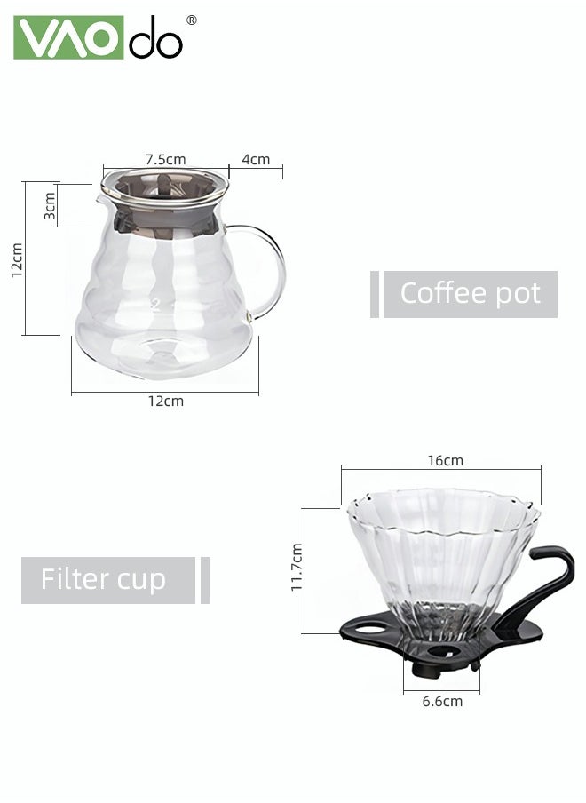 VAOdo - 42PCS Drip Coffee Maker with Glass Coffee Dripper and 40PCS Coffee Filter Flip-Up Home or Office Coffee Maker Pour Over Coffee Pot - Image 1
