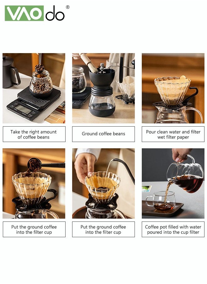 VAOdo - 42PCS Drip Coffee Maker with Glass Coffee Dripper and 40PCS Coffee Filter Flip-Up Home or Office Coffee Maker Pour Over Coffee Pot - Image 1