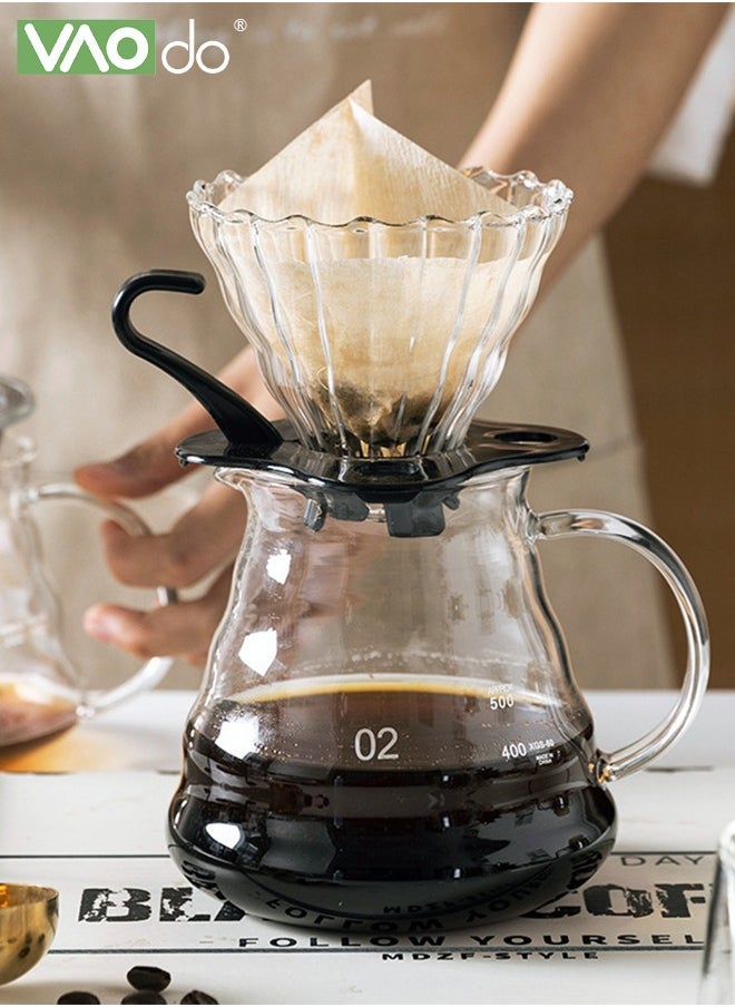 VAOdo - 42PCS Drip Coffee Maker with Glass Coffee Dripper and 40PCS Coffee Filter Flip-Up Home or Office Coffee Maker Pour Over Coffee Pot - Image 1