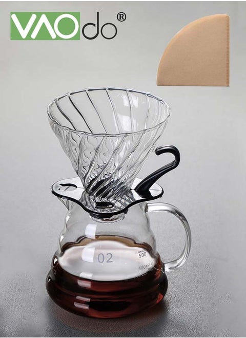 42PCS Drip Coffee Maker with Glass Coffee Dripper and 40PCS Coffee Filter Flip-Up Home or Office Coffee Maker Pour Over Coffee Pot
