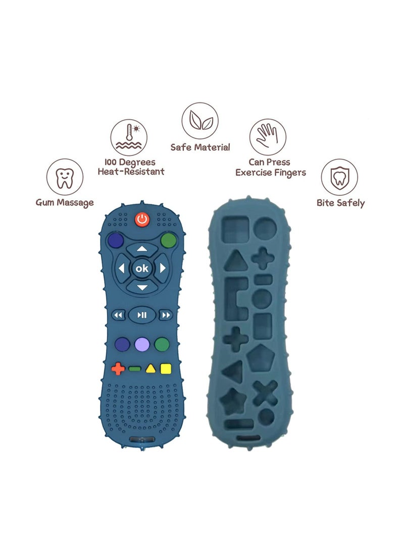 Dominy - Soft Chew Toys with TV Remote Shape, Early Educational Sensory Toys for Teething Relief and Soothing Gum Sores for Babies Baby Teethers，With 2PCS Adjustable length pacifier clamps - Image 1