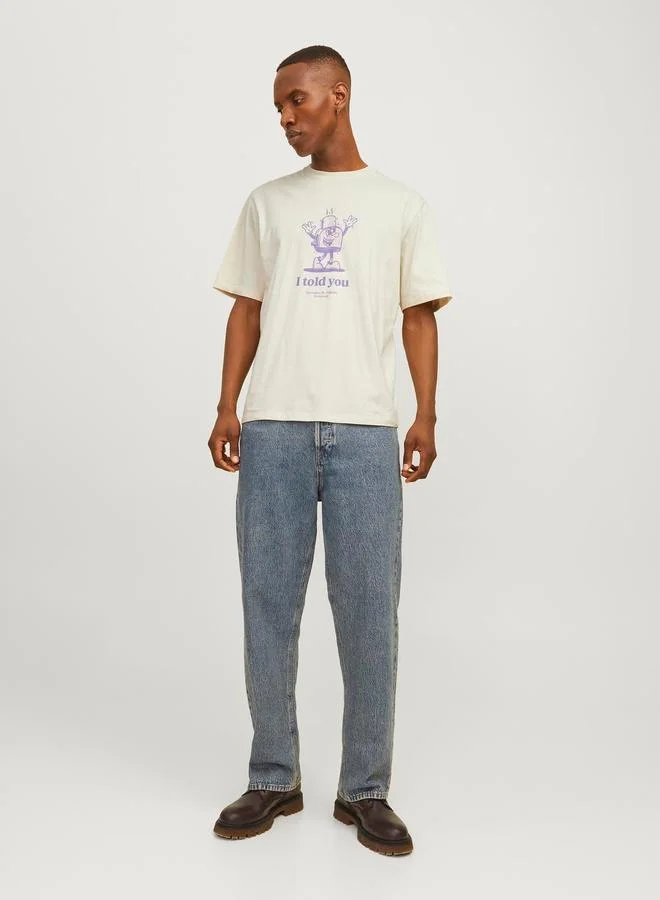 JACK & JONES Printed Crew Neck Combed Jersey T-Shirt