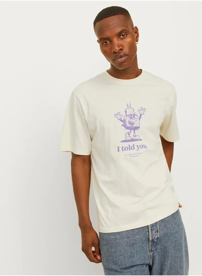 JACK & JONES Printed Crew Neck Combed Jersey T-Shirt
