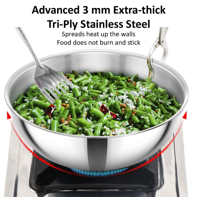 Hawkins Hawkins 4 Litre Metro Kadhai, Triply Stainless Steel Induction Tasla, Silver (SSTA40) - Image 2