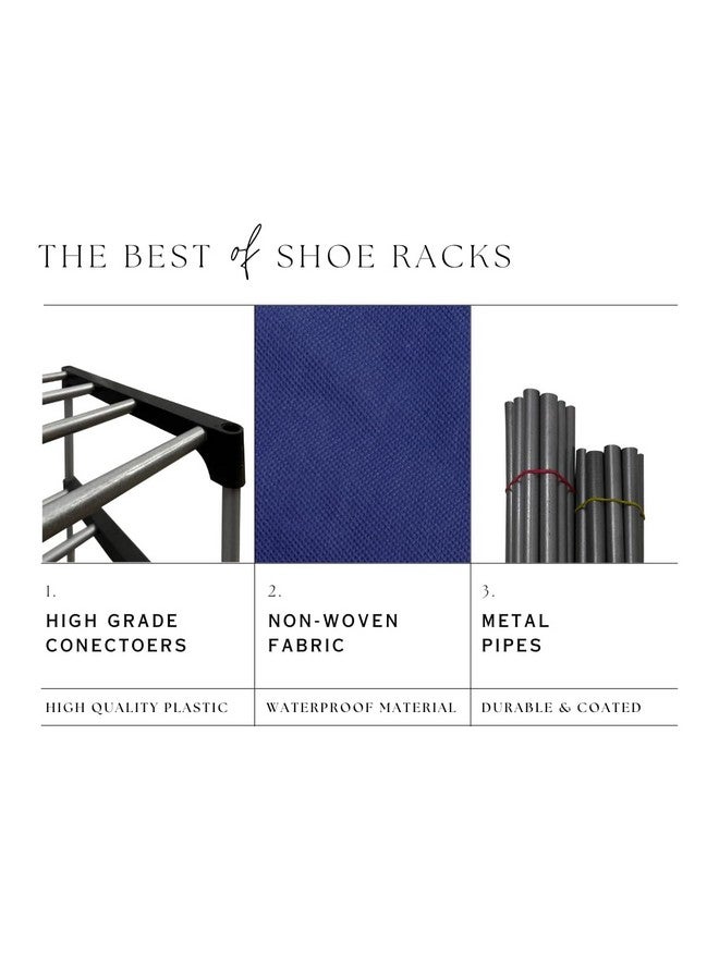 SANAMSTORE Multi Utility 6 Layer Metal Pipe with Non-Woven 100GSM Fabric Cover Shoe/Cloth/Toy/Books Rack-Dark Blue - Image 2