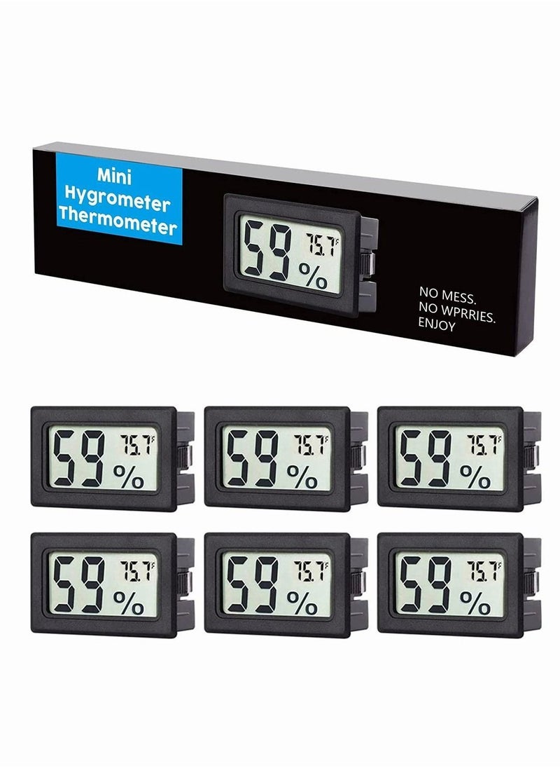 Y&D - Mini Hygrometer Thermometer, SYOSI Built in Small Household Electronic Thermometer And Hygrometer, Digital Indoor Humidity Gauge Monitor with Temperature Meter Sensor Fahrenheit (℉) 6 Pack Black - Image 1