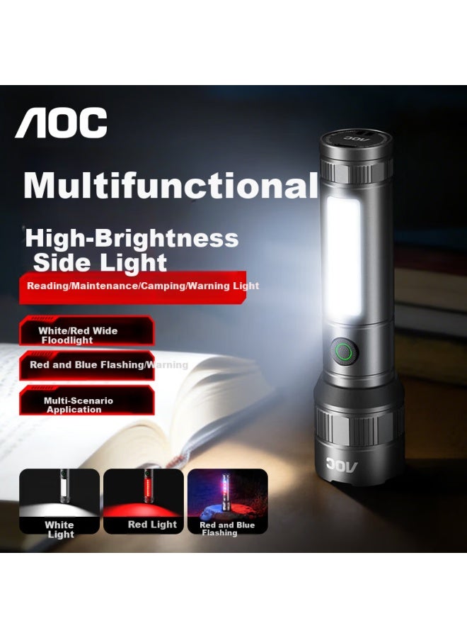 Aoc High-power Zoomable Flashlight Super Bright Long-range Outdoor Camping Adventure Emergency Patrol Home Use - Image 2