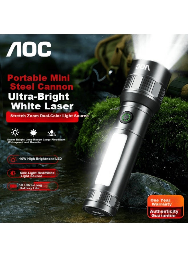 Aoc High-power Zoomable Flashlight Super Bright Long-range Outdoor Camping Adventure Emergency Patrol Home Use - Image 1
