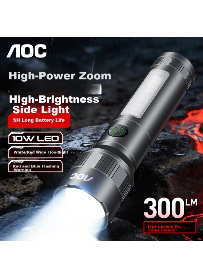Aoc High-power Zoomable Flashlight Super Bright Long-range Outdoor Camping Adventure Emergency Patrol Home Use - Image 3