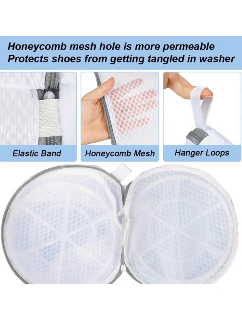 Shoe Washing Machine Bag, 2 Pack Honeycomb Mesh Laundry Bag with Zipper for Sneakers, Running Shoes, Sock, Bras, Delicates and Toys - Image 2