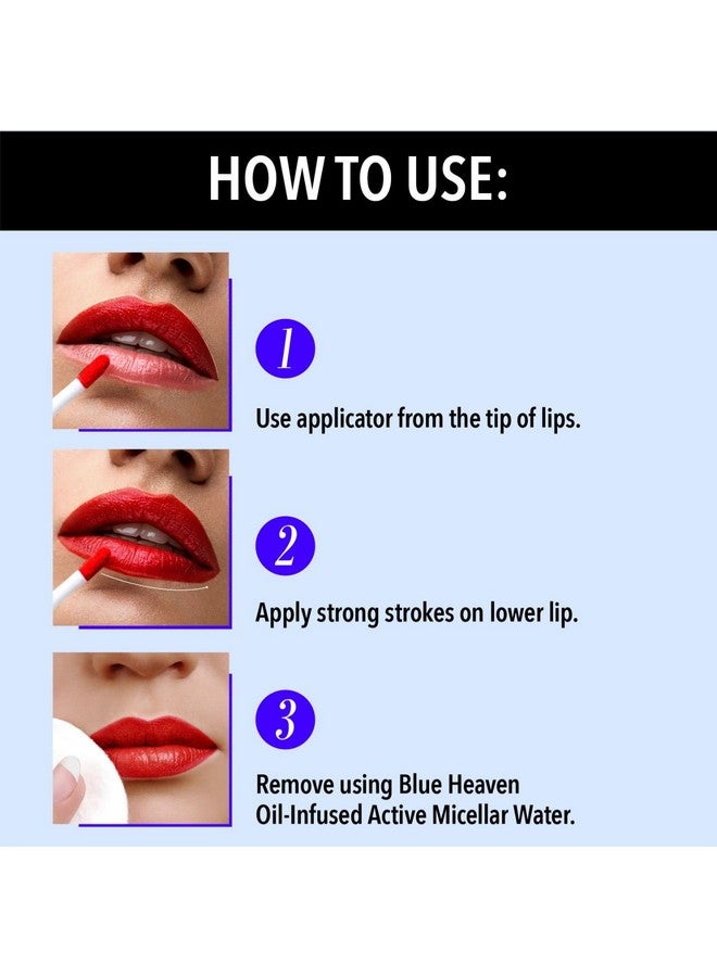 Blue Heaven Hyper Stay Weightless Liquid Matte Lipstick | Long-lasting & Smudge Proof | Non-Transfer Matte Lipstick for Women| Ferrari Red-03 | 6ml - Image 4