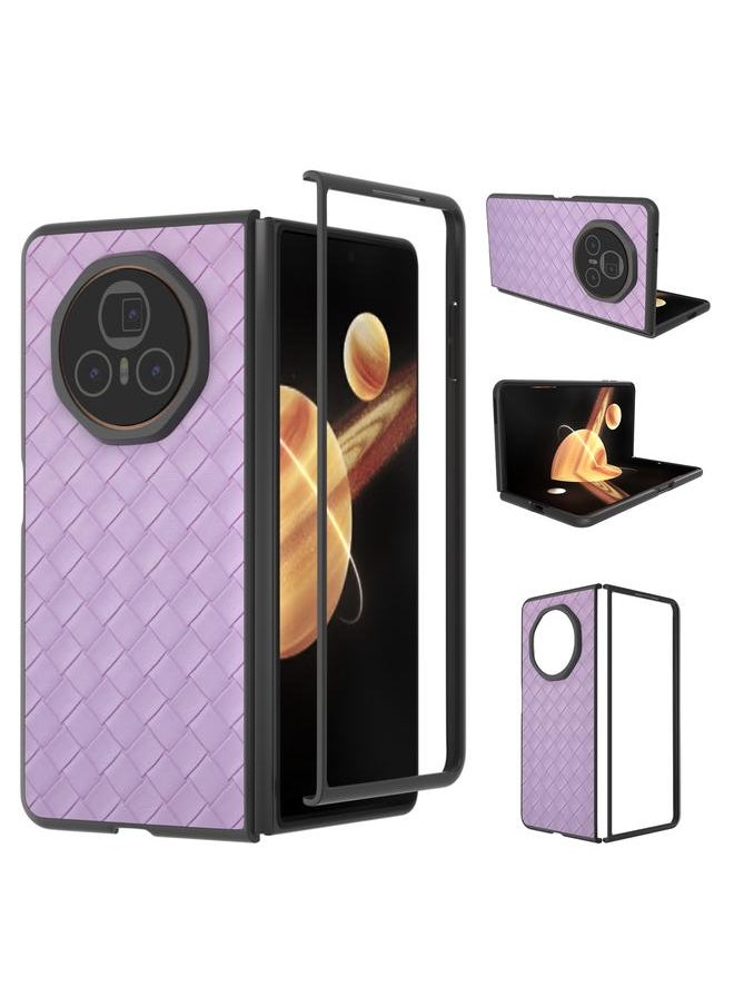 Green Tiger - Case For Honor Magic V3 Black Frame Woven Texture PU Phone Case - Image 1