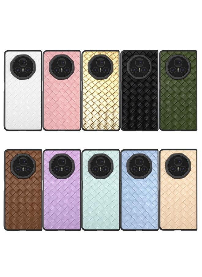 Green Tiger - Case For Honor Magic V3 Black Frame Woven Texture PU Phone Case - Image 1