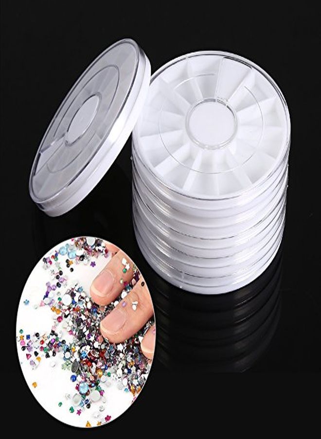 Sonew Pack Of 6 Nail Art Rhinestone Wheel Box Bead Slice Decoration Storage Container Nail Tools - Image 4