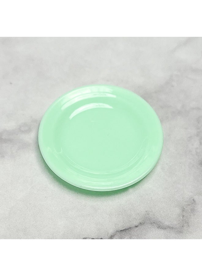 3.5cm Miniature Realistic Small Plate Diy Cream Gel Handmade Food Play Container Accessories Children's Play House Toys-Color:3.5cm Small Green Plate - Image 1