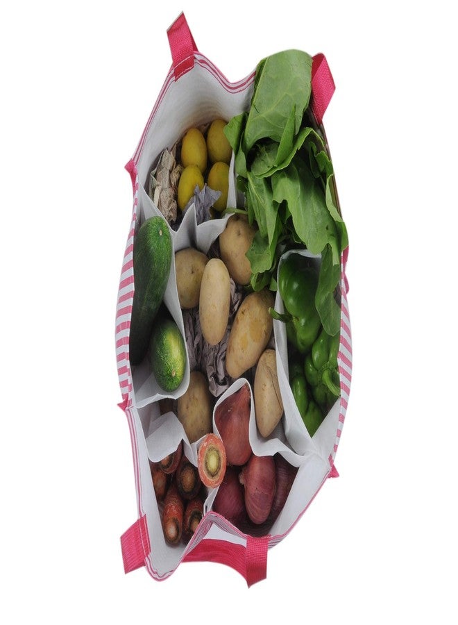 SuneshCreation Multi-pocket Shopping Bag/Vegetable Carry Bag/Reusable Bag/Waterproof Shopping Bags Kitchen Essentials with Full Handles(Pack of 2) - Image 3