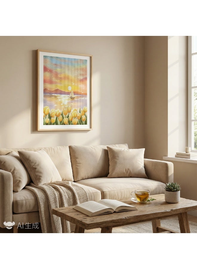 Bluejw لوحة ماسية على شكل زهور خماسية الأبعاد يمكنك صنعها بنفسك من سلسلة ماسية كاملة لتزيين غرفة النوم - Image 3