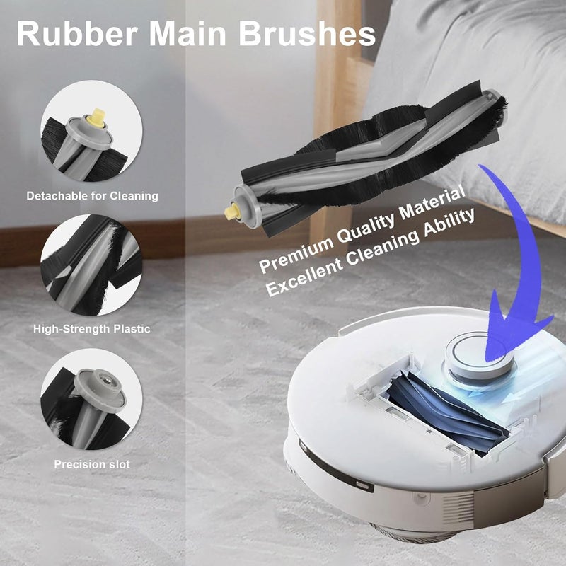 Feilifan مجموعة إكسسوارات فيليفان لمكنسة ECOVACS DEEBOT T20 أومني الروبوتية، قطع غيار بديلة: فرشاة رئيسية، فرشاة جانبية، فلتر، وسادات مسح، كيس غبار (17 قطعة) - Image 2