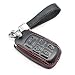 INFIPAR Fit for Dodge Ram 2500 3500 4500 5500 Genuine Leather Smart Key Fob Case Cover Keyless Entry Protector with Key Chain 5Button BlackRed - Image 2
