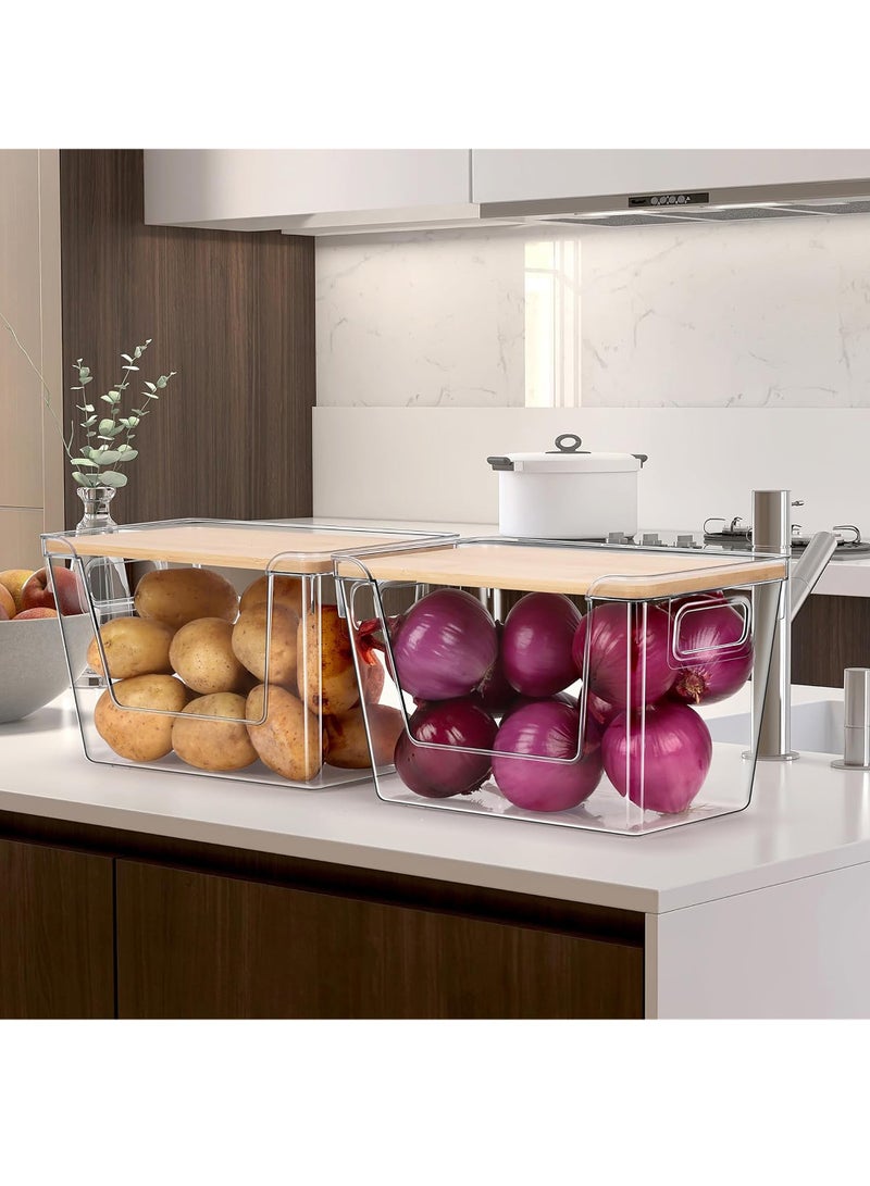 Uwals 2-Set Stackable Pantry Organizers and Storage, Clear Potato and Onion Storage Bin with Stackable Design - Kitchen Counter Organizers for Fruits, Vegetables, and Produce - Image 3
