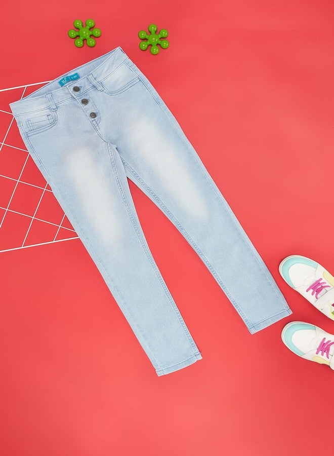 YU by Pantaloons Girl's Regular Fit Jeans (110150274007_Light Blue - Image 2