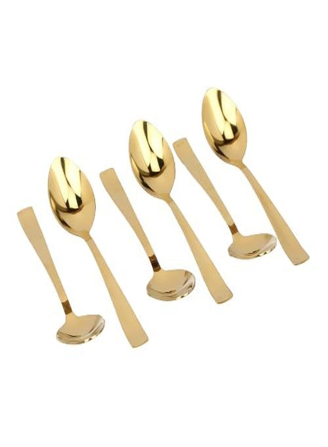 SVDK Stainless Steel Golden Cutlery Set 6 PCS Premium Spoon Set Luxury Dinning Tabelware Gift for House - Image 1