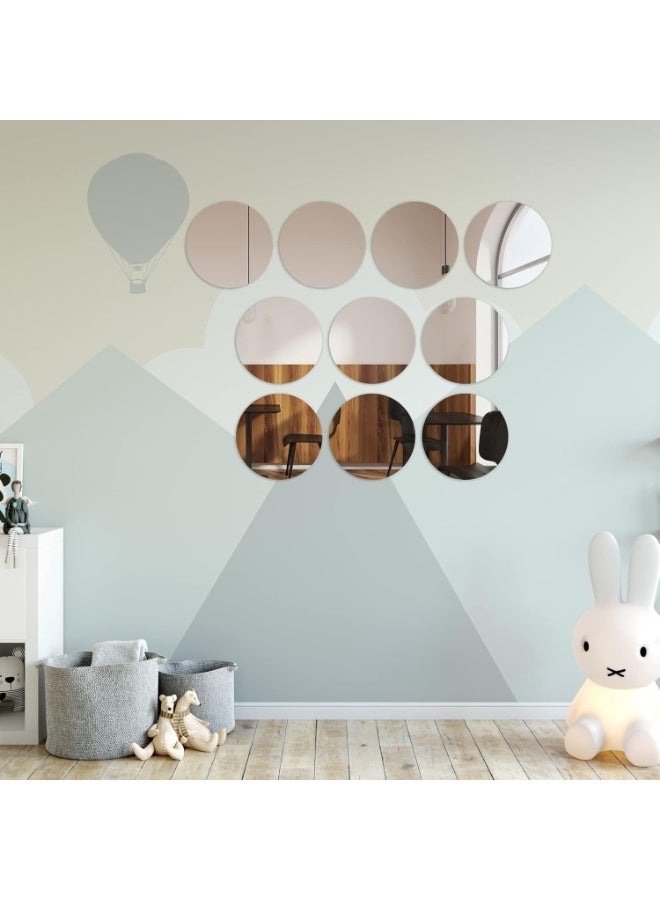 10 Pack Acrylic Round Mirrors Non Glass Round Mirror Plate Self Adhesive Mirror Stickers for Home Wall Decor or Wedding Table Centerpiece, 6 Inches, (Thickness 2 mm) - Image 3