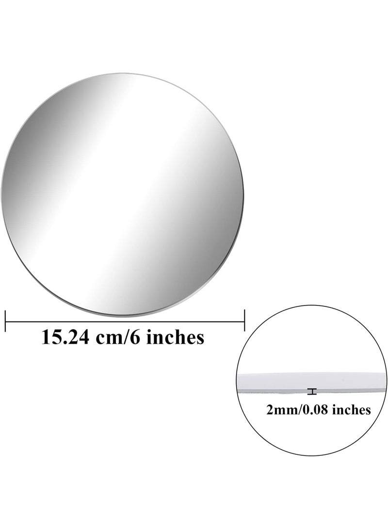 10 Pack Acrylic Round Mirrors Non Glass Round Mirror Plate Self Adhesive Mirror Stickers for Home Wall Decor or Wedding Table Centerpiece, 6 Inches, (Thickness 2 mm) - Image 2